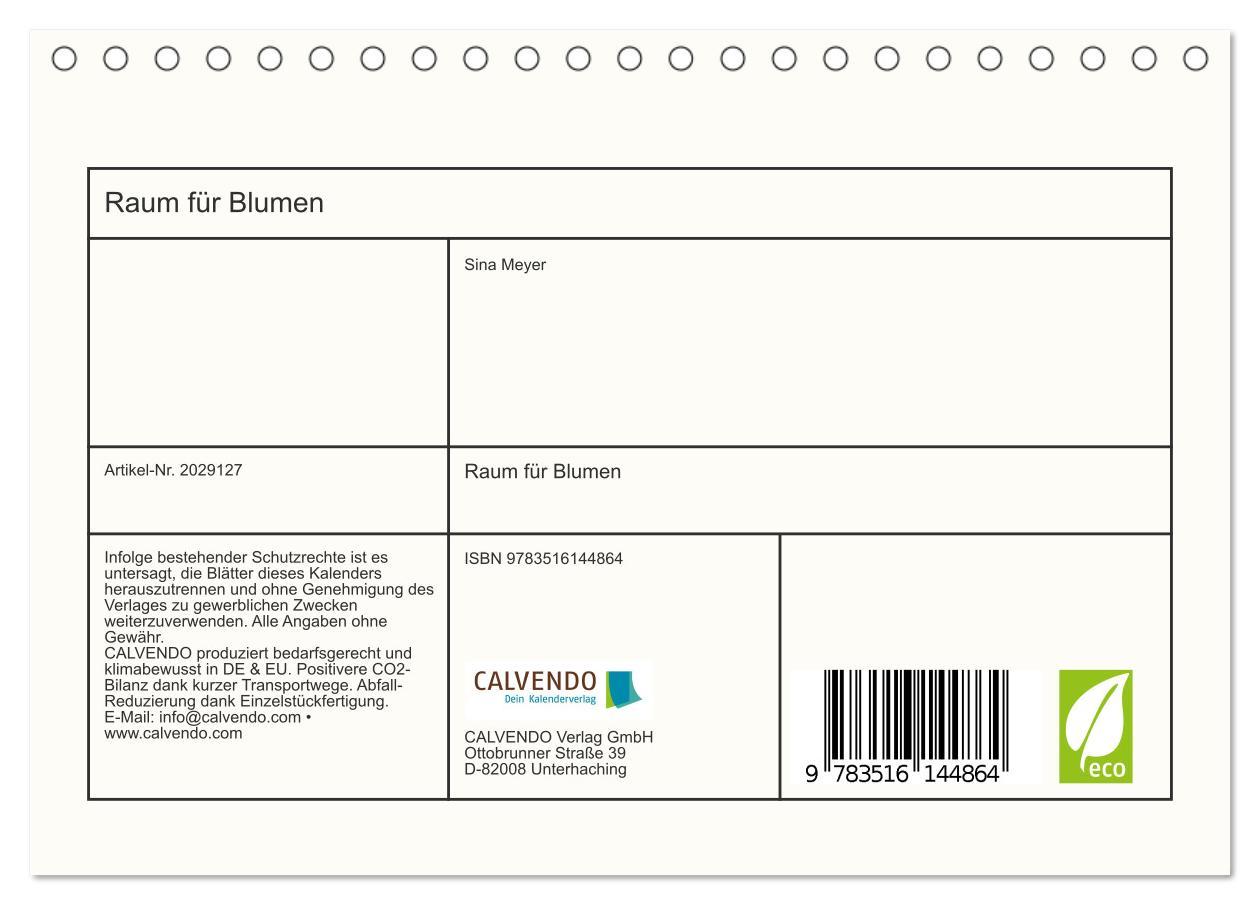 Beispielinhalt (Bild) Raum für Blumen (Tischkalender 2026 DIN A5 quer), CALVENDO Monatskalender