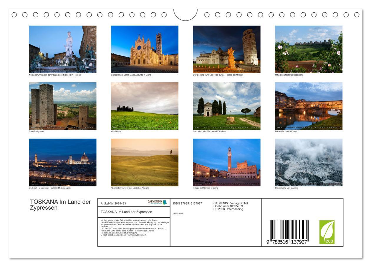 Beispielinhalt (Bild) TOSKANA Im Land der Zypressen (Wandkalender 2026 DIN A4 quer), CALVENDO Monatskalender