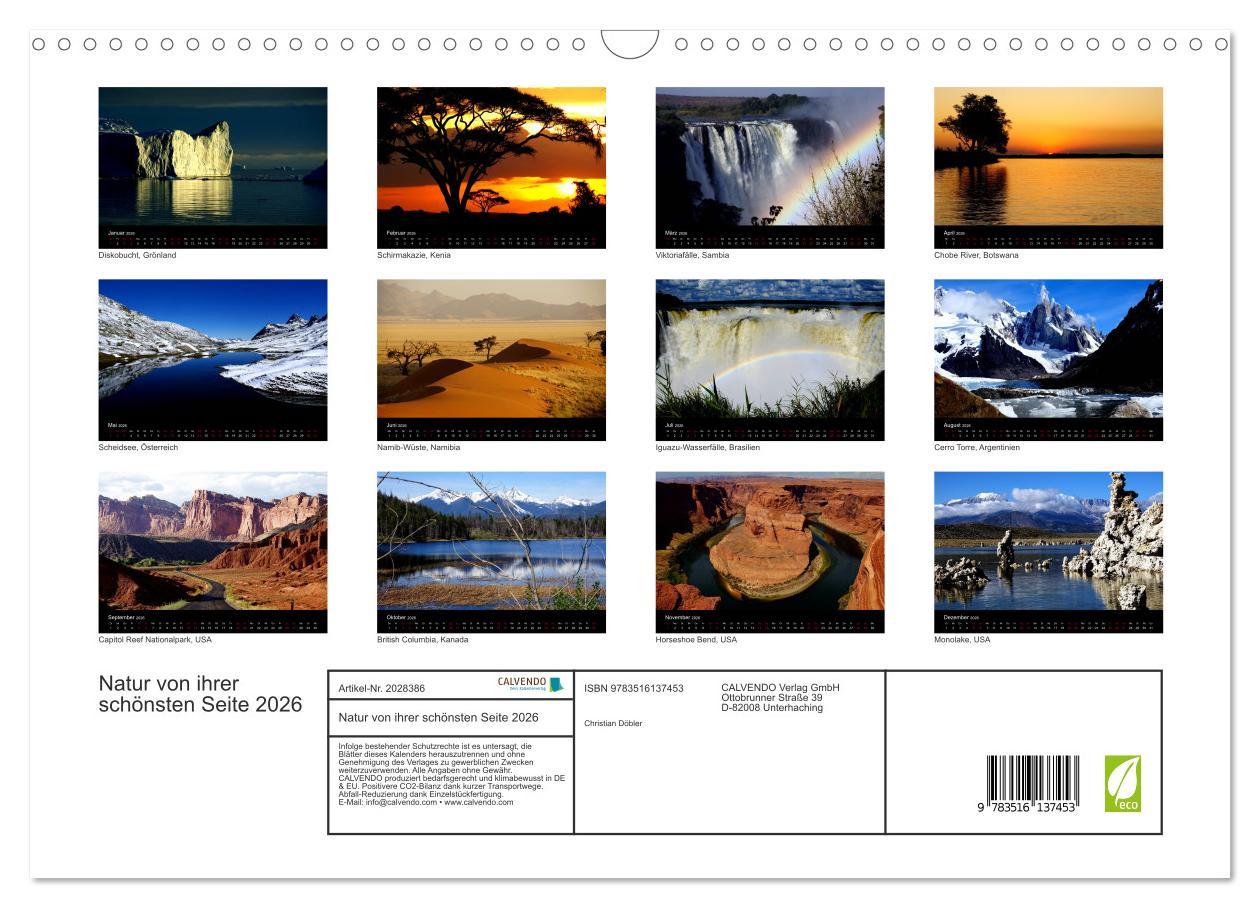 Beispielinhalt (Bild) Natur von ihrer schönsten Seite 2026 (Wandkalender 2026 DIN A3 quer), CALVENDO Monatskalender