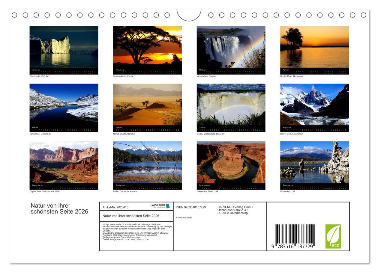Beispielinhalt (Bild) Natur von ihrer schönsten Seite 2026 (Wandkalender 2026 DIN A4 quer), CALVENDO Monatskalender
