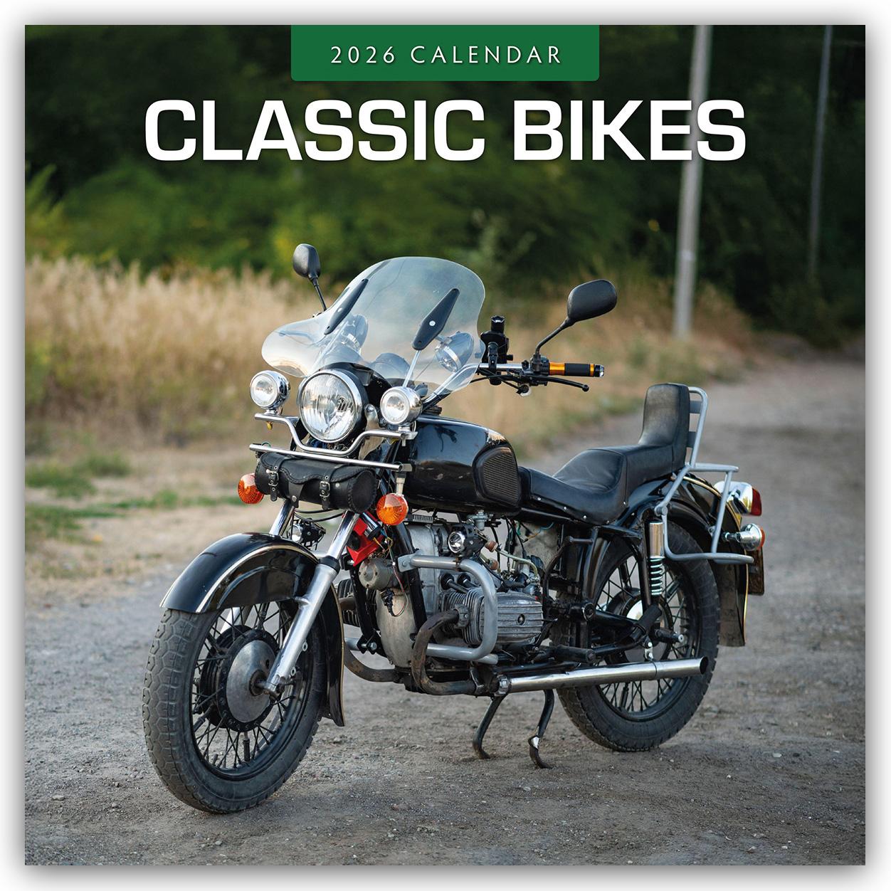 Vorderes Coverbild Classic Bikes - Klassische Motorräder 2026 - 16-Monatskalender