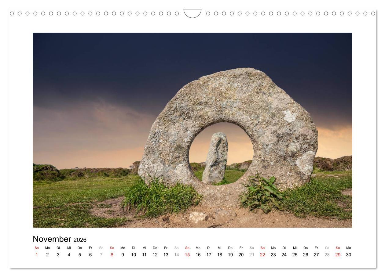 Beispielinhalt (Bild) Cornwall - Land zwischen den Meeren (Wandkalender 2026 DIN A3 quer), CALVENDO Monatskalender