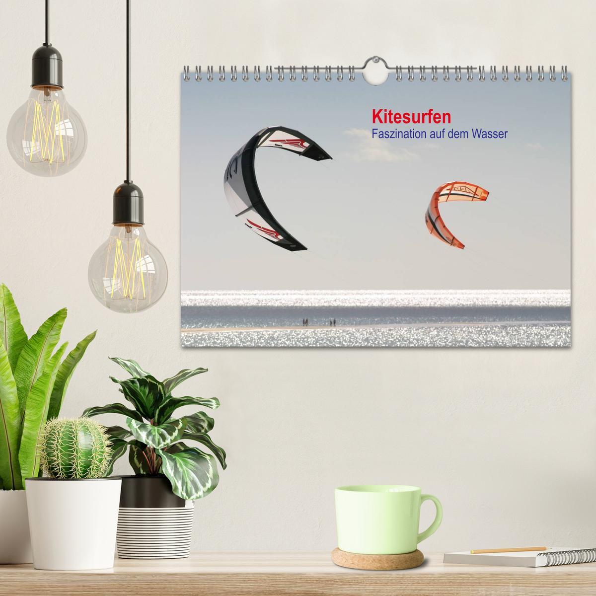 Beispielinhalt (Bild) Kitesurfen - Faszination auf dem Wasser (Wandkalender 2026 DIN A4 quer), CALVENDO Monatskalender
