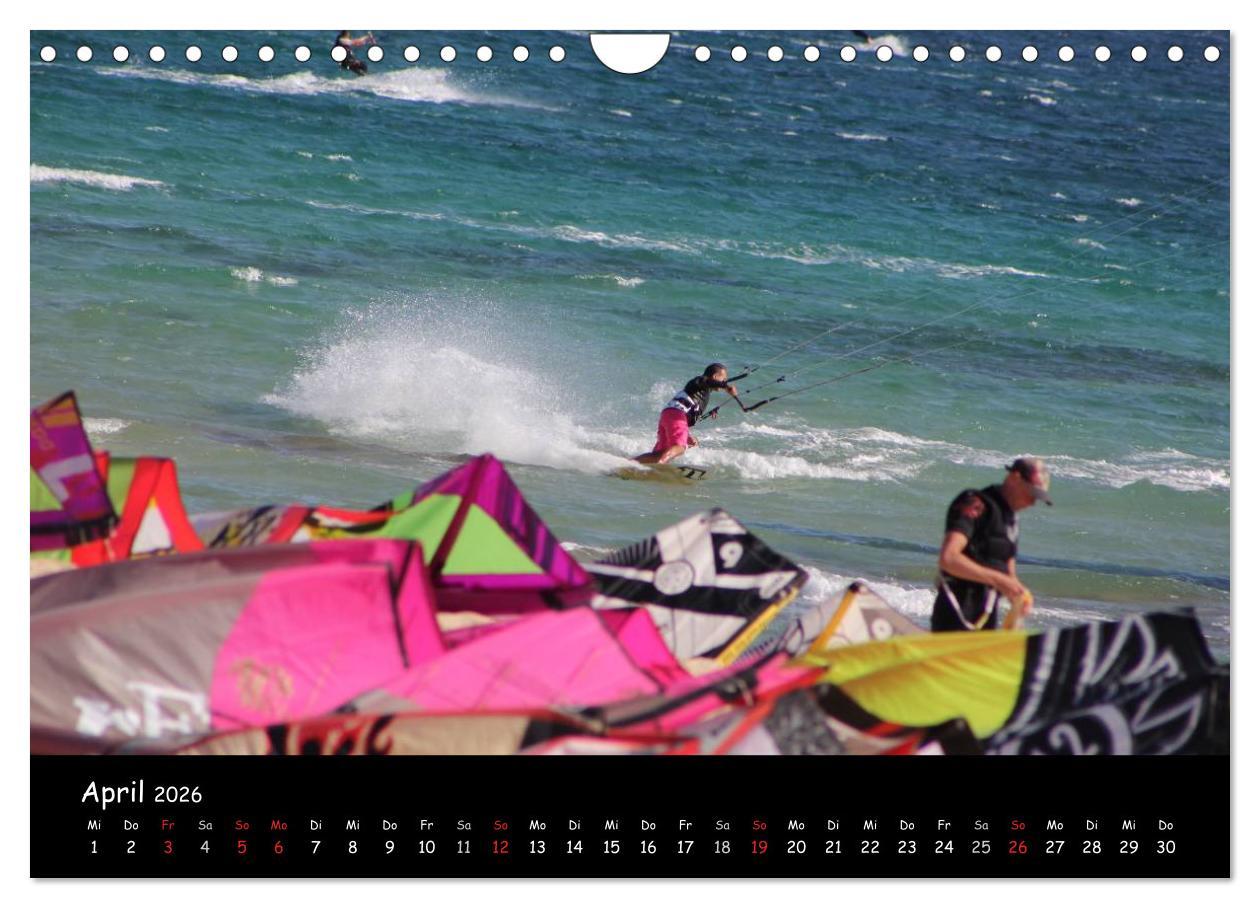 Beispielinhalt (Bild) Kitesurfen - Faszination auf dem Wasser (Wandkalender 2026 DIN A4 quer), CALVENDO Monatskalender