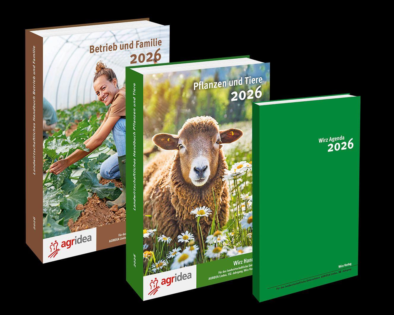 Vorderes Coverbild Wirz 2026 / Wirz Set, bestehend aus beiden Handbüchern und Agenda