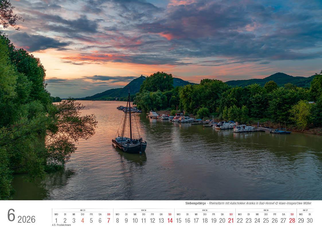 Beispielinhalt (Bild) Siebengebirge 2026 Bildkalender A4 quer, spiralgebunden