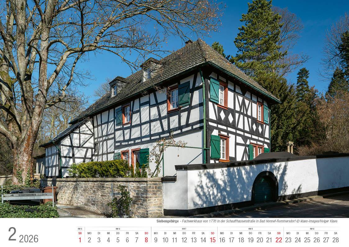 Beispielinhalt (Bild) Siebengebirge 2026 Bildkalender A4 quer, spiralgebunden