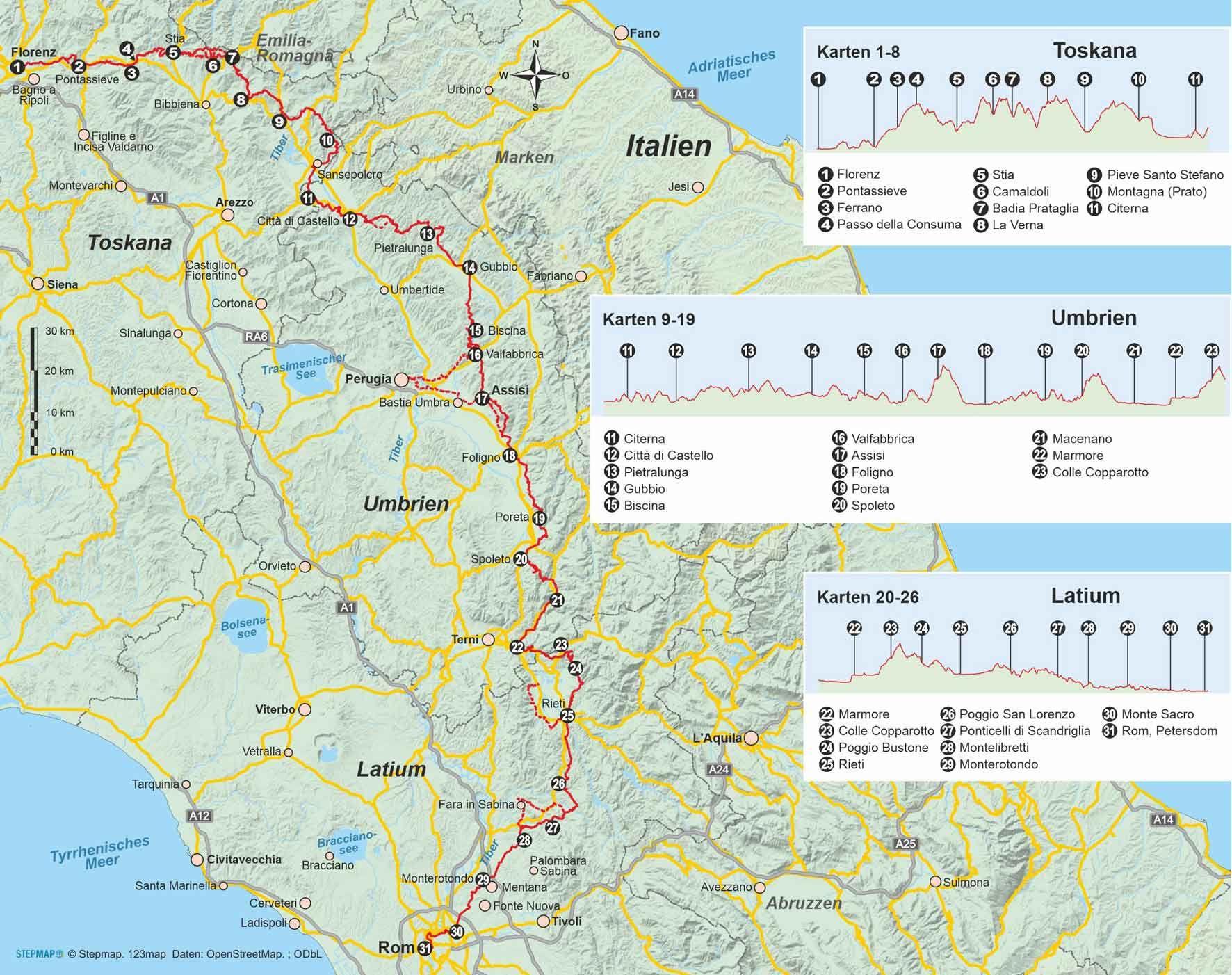 Beispielinhalt (Bild) Italien: Franziskusweg von Florenz nach Rom
