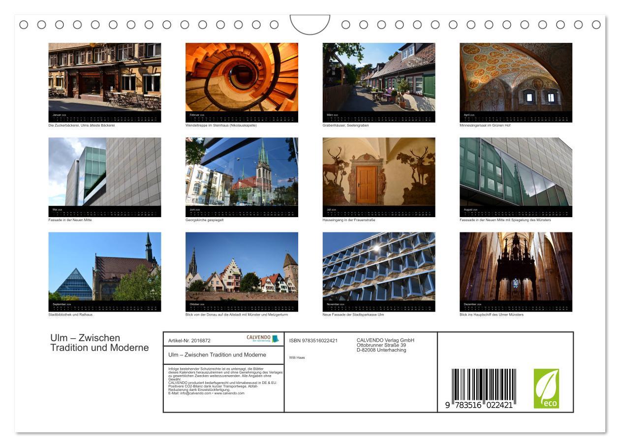 Beispielinhalt (Bild) Ulm - Zwischen Tradition und Moderne (Wandkalender 2026 DIN A4 quer), CALVENDO Monatskalender