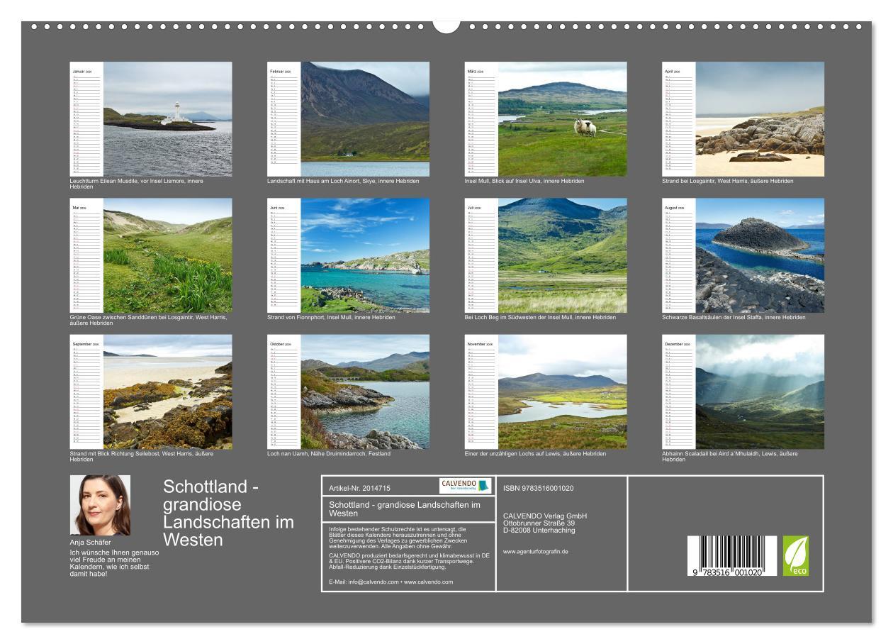 Beispielinhalt (Bild) Schottland - grandiose Landschaften im Westen (hochwertiger Premium Wandkalender 2026 DIN A2 quer), Kunstdruck in Hochglanz