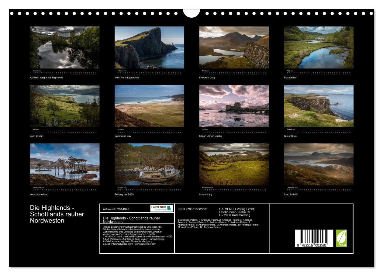 Beispielinhalt (Bild) Die Highlands - Schottlands rauher Nordwesten (Wandkalender 2026 DIN A3 quer), CALVENDO Monatskalender