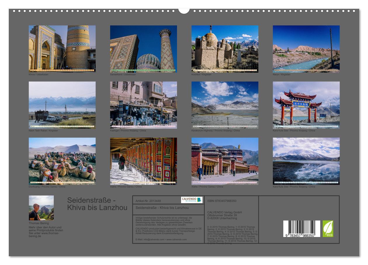 Beispielinhalt (Bild) Seidenstraße - Khiva bis Lanzhou (Wandkalender 2026 DIN A2 quer), CALVENDO Monatskalender