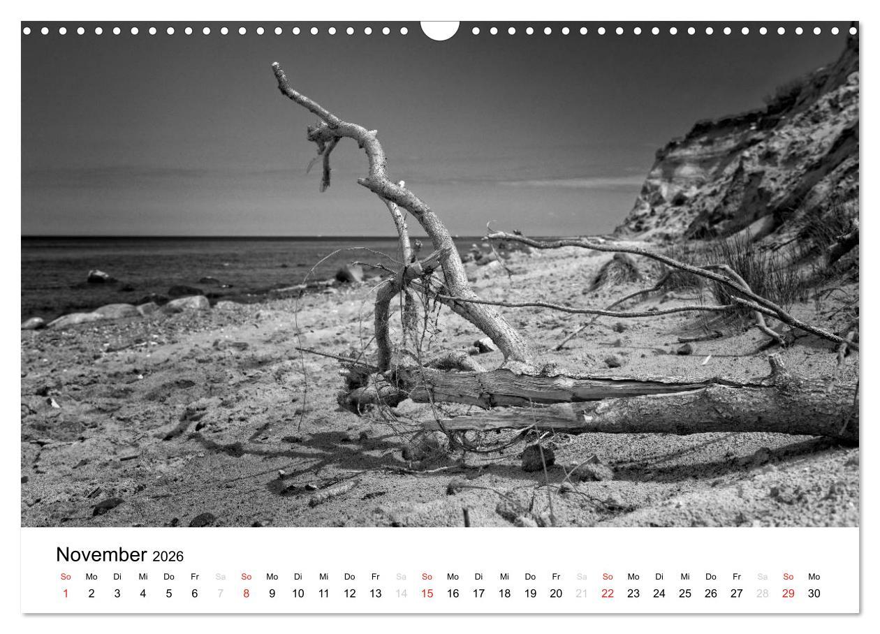 Beispielinhalt (Bild) Ostseebad Zingst - Impressionen in Schwarz-Weiß (Wandkalender 2026 DIN A3 quer), CALVENDO Monatskalender