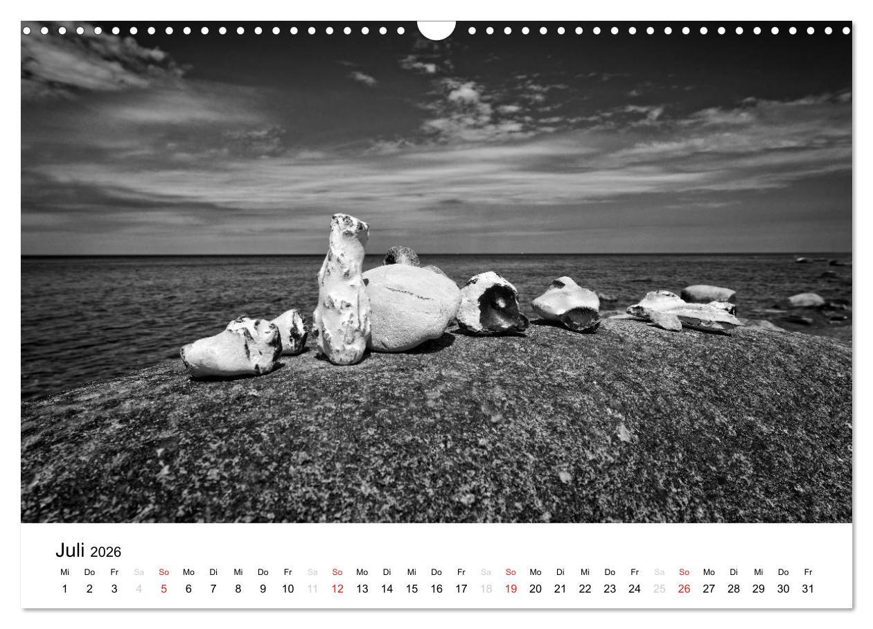 Beispielinhalt (Bild) Ostseebad Zingst - Impressionen in Schwarz-Weiß (Wandkalender 2026 DIN A3 quer), CALVENDO Monatskalender