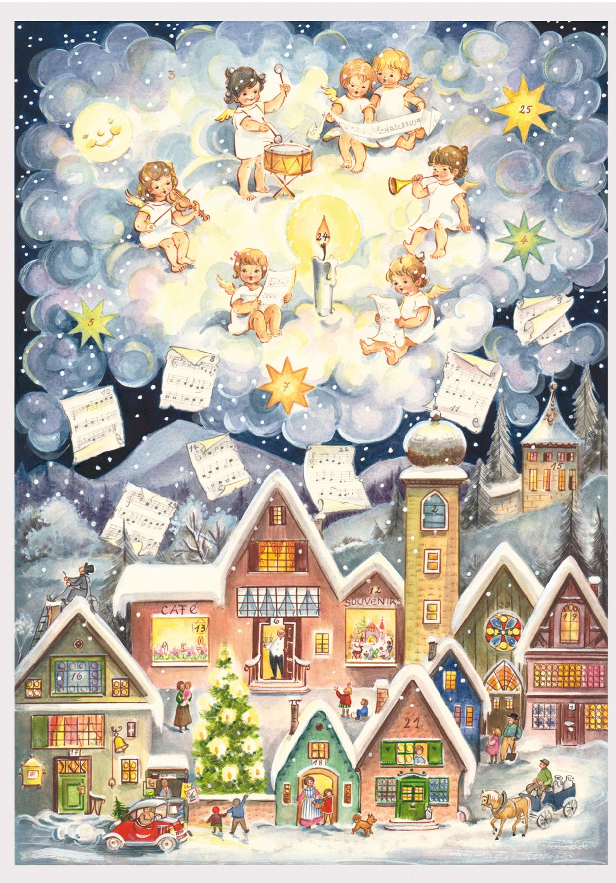 Vorderes Coverbild Adventskalender Nachdruck von 1952 "Engelskonzert"
