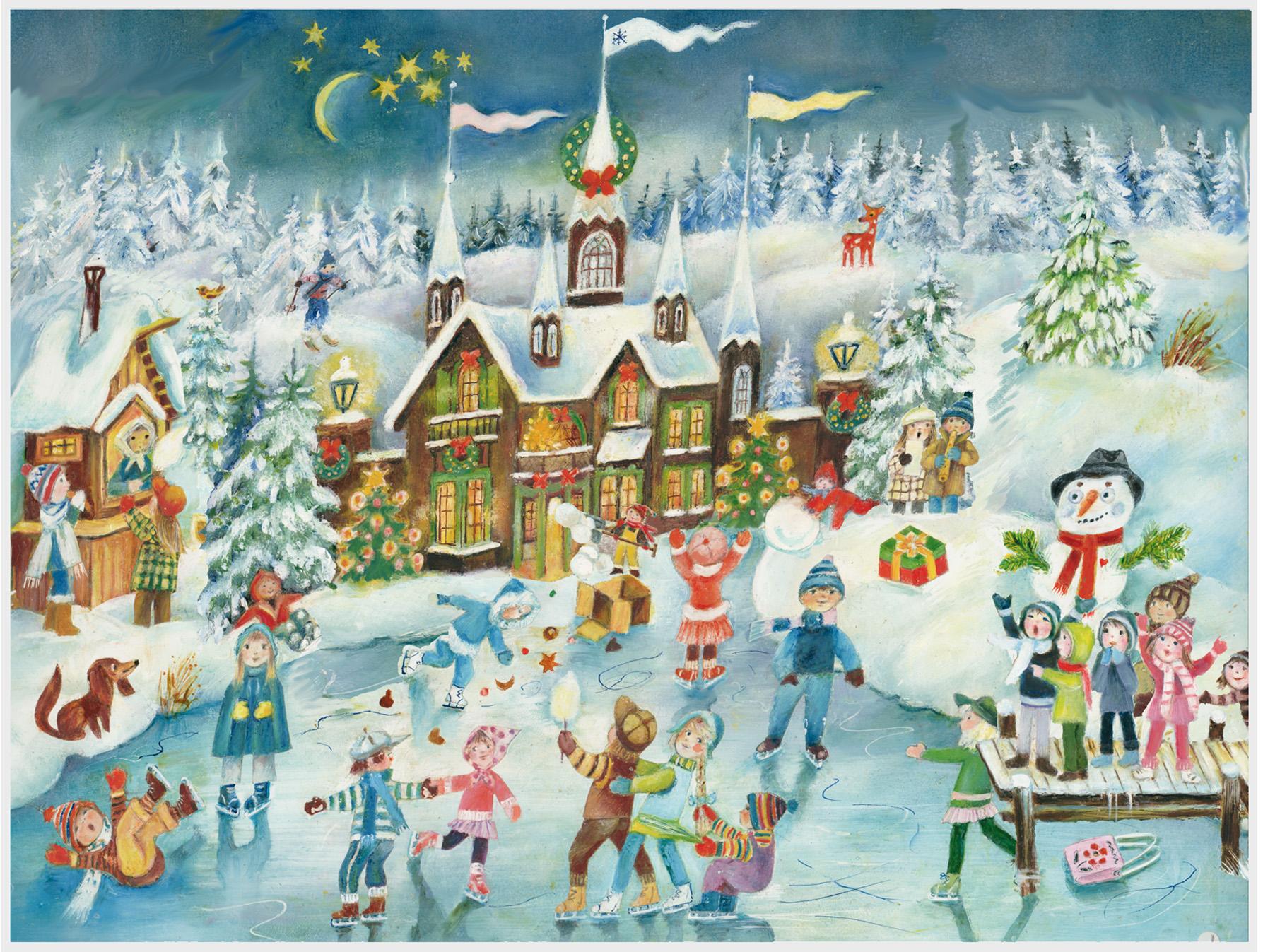 Vorderes Coverbild Adventskalender "Eislauffreuden am Schloß"