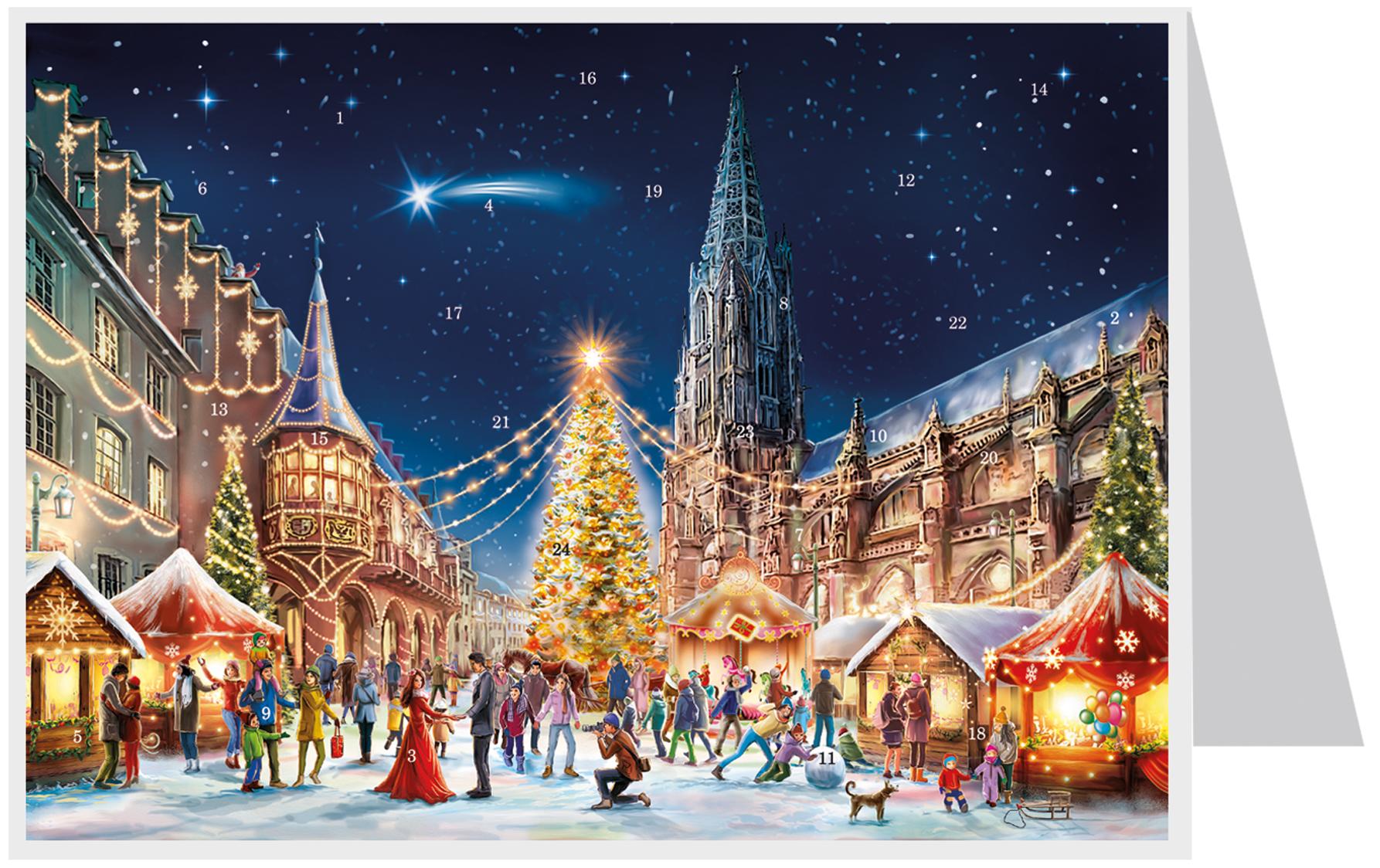 Vorderes Coverbild Postkarten-Adventskalender Freiburg