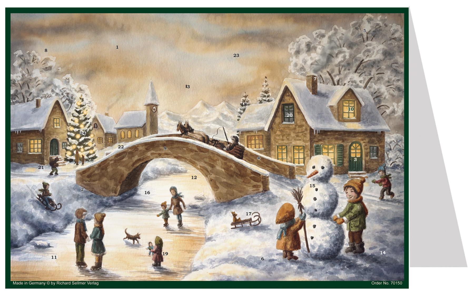 Vorderes Coverbild Postkarten-Adventskalender "An der Brücke"