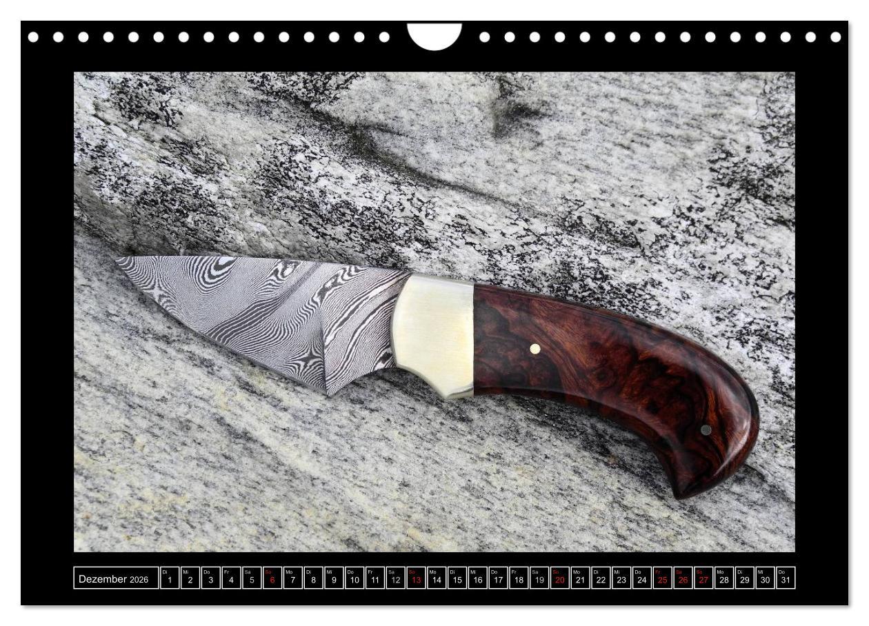 Beispielinhalt (Bild) Kunst in Stahl und Damast - M e s s e r (Wandkalender 2026 DIN A4 quer), CALVENDO Monatskalender