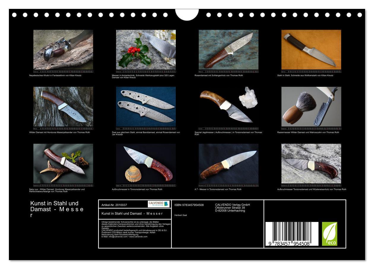 Beispielinhalt (Bild) Kunst in Stahl und Damast - M e s s e r (Wandkalender 2026 DIN A4 quer), CALVENDO Monatskalender