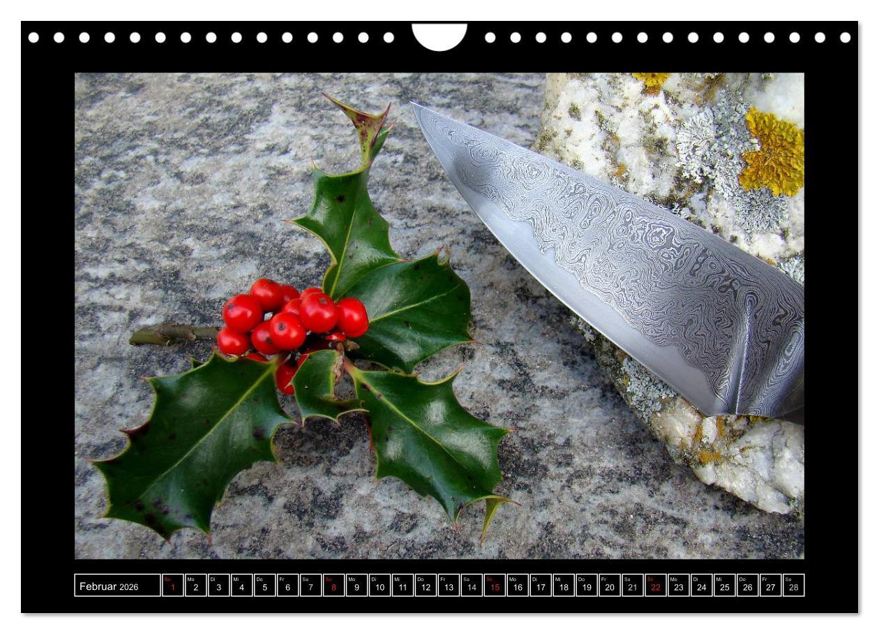 Beispielinhalt (Bild) Kunst in Stahl und Damast - M e s s e r (Wandkalender 2026 DIN A4 quer), CALVENDO Monatskalender