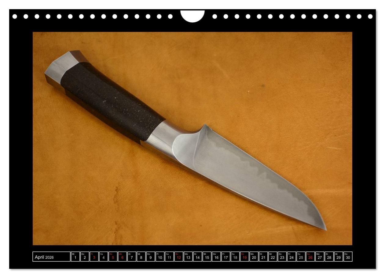 Beispielinhalt (Bild) Kunst in Stahl und Damast - M e s s e r (Wandkalender 2026 DIN A4 quer), CALVENDO Monatskalender