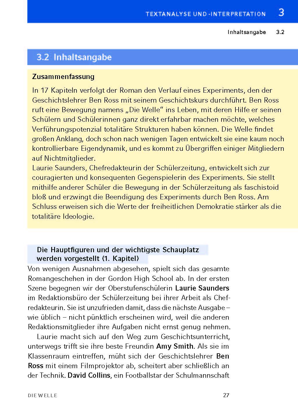 Beispielinhalt (Bild) Die Welle - Textanalyse und Interpretation