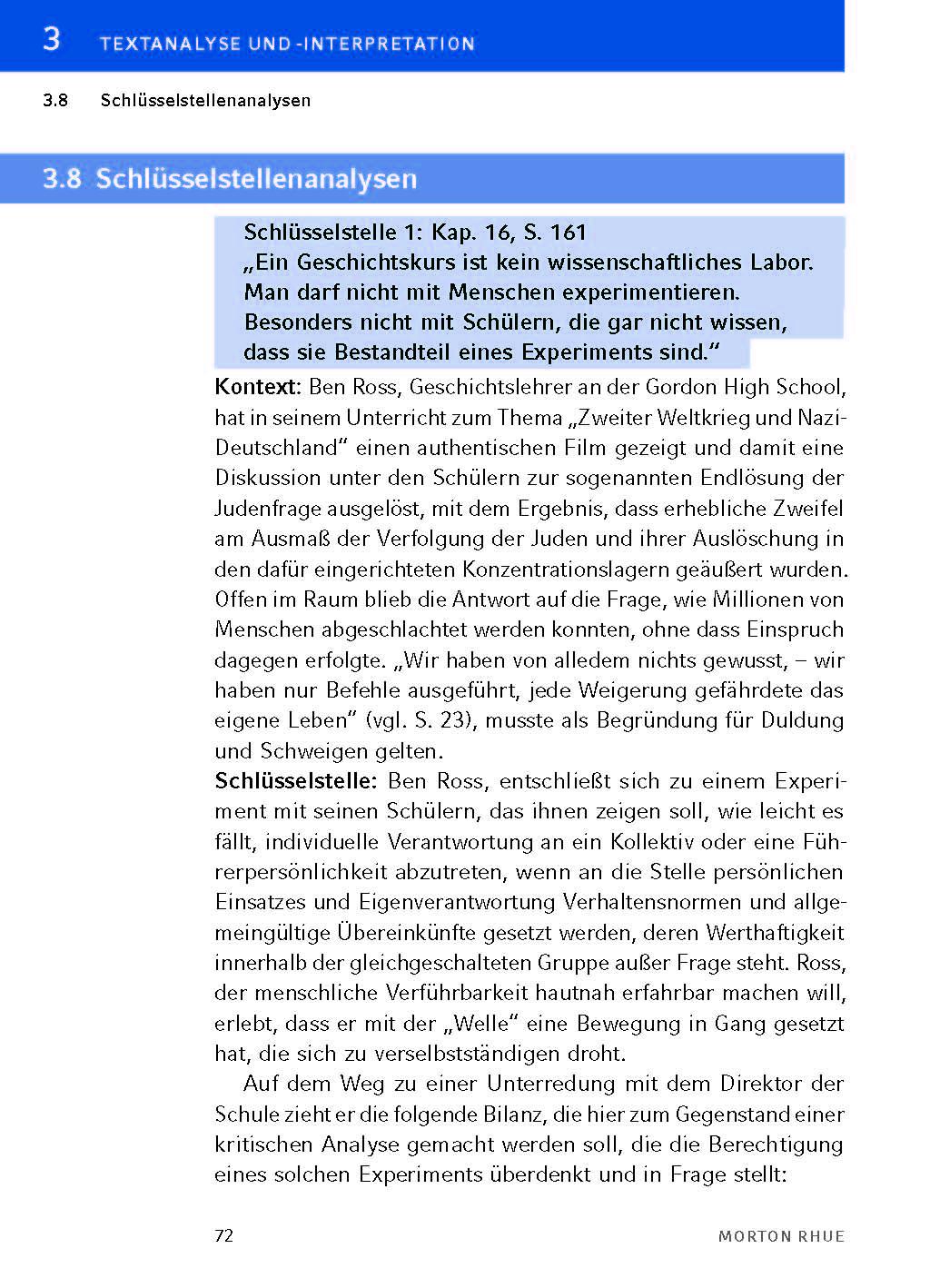 Beispielinhalt (Bild) Die Welle - Textanalyse und Interpretation