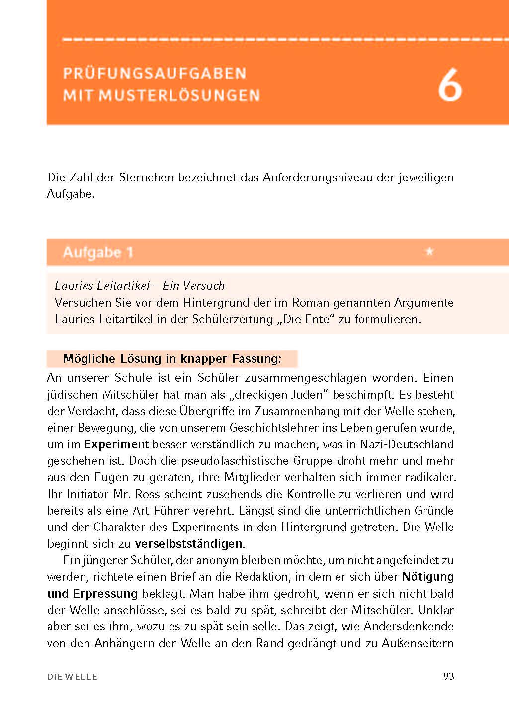 Beispielinhalt (Bild) Die Welle - Textanalyse und Interpretation