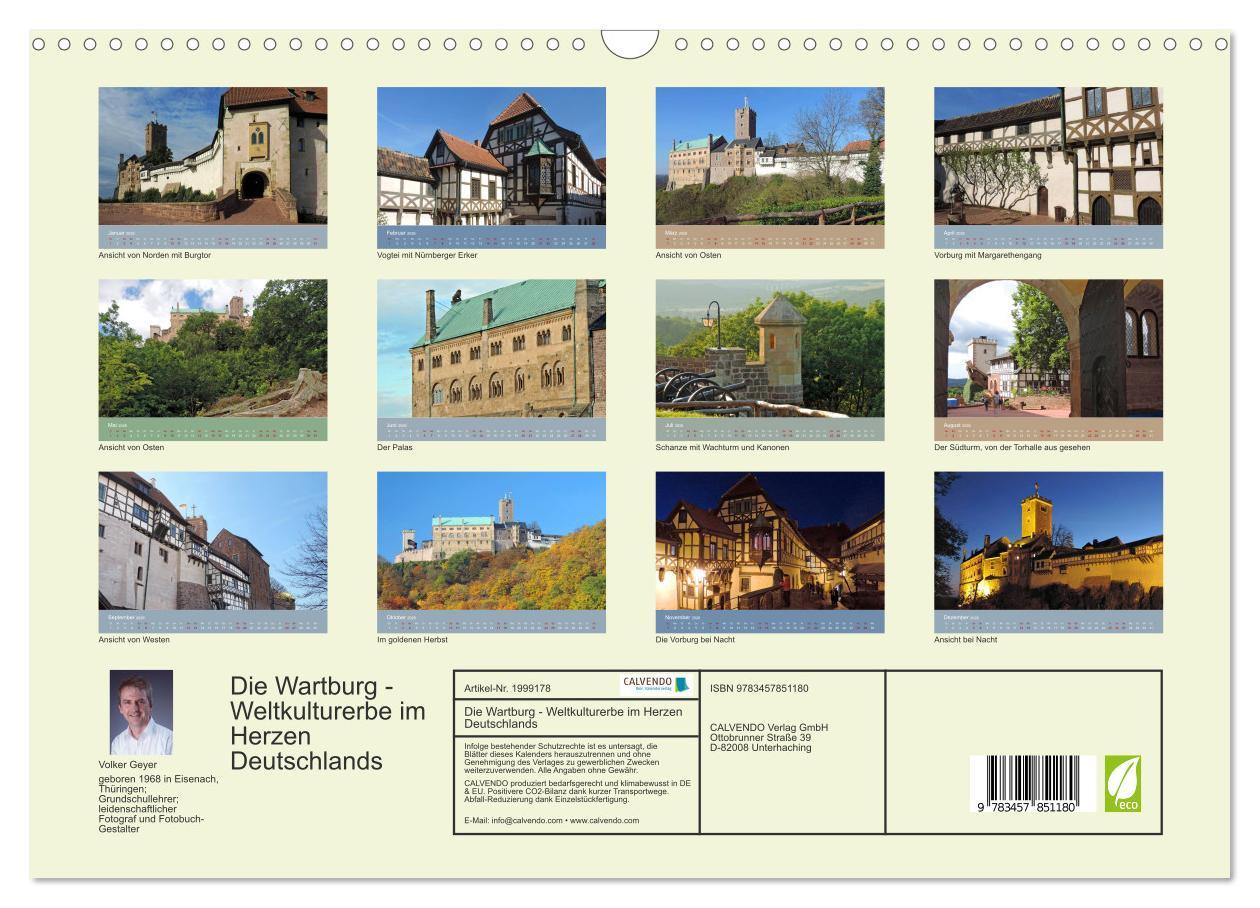 Beispielinhalt (Bild) Die Wartburg - Weltkulturerbe im Herzen Deutschlands (Wandkalender 2026 DIN A3 quer), CALVENDO Monatskalender