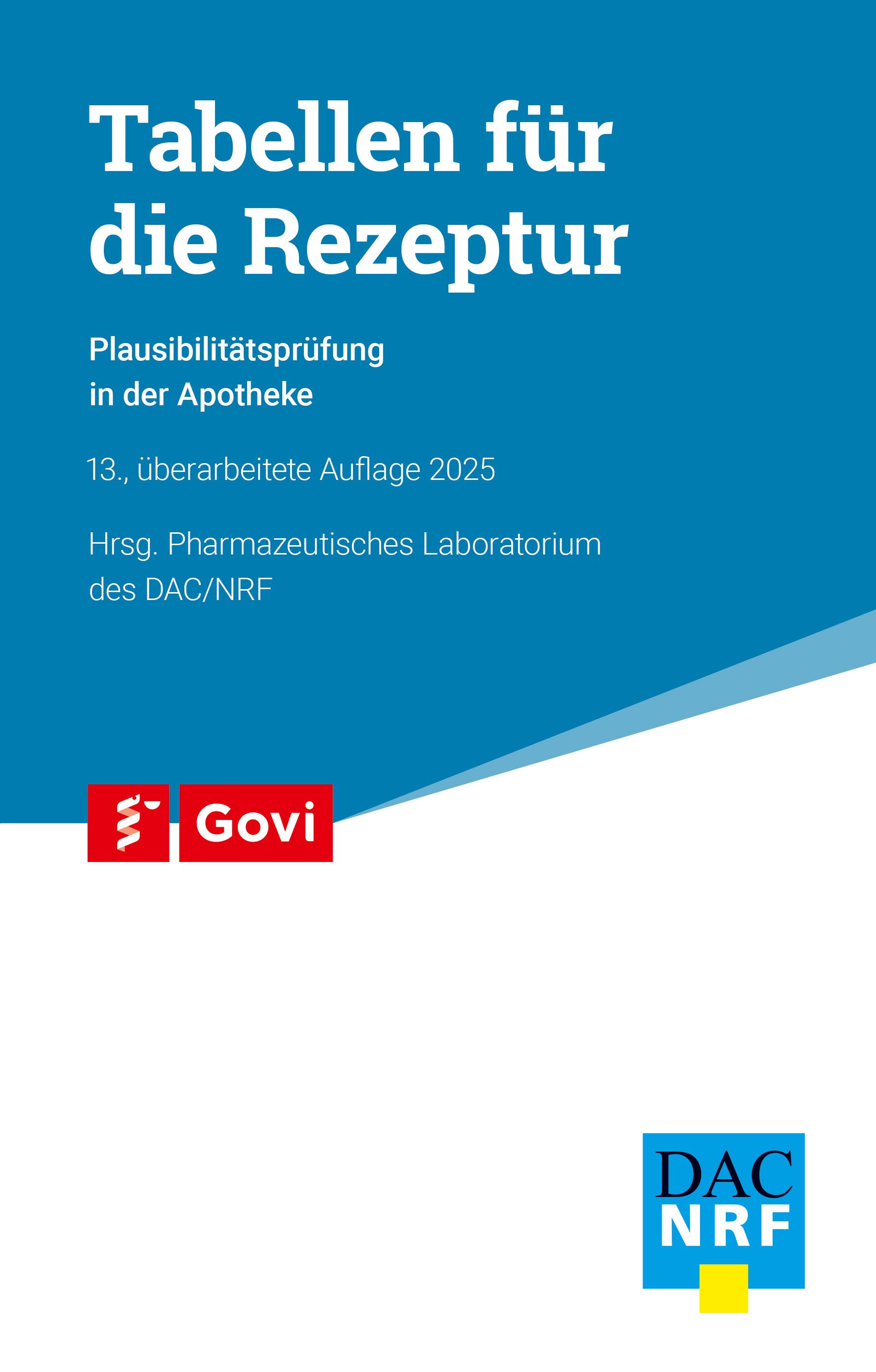 Vorderes Coverbild Tabellen für die Rezeptur
