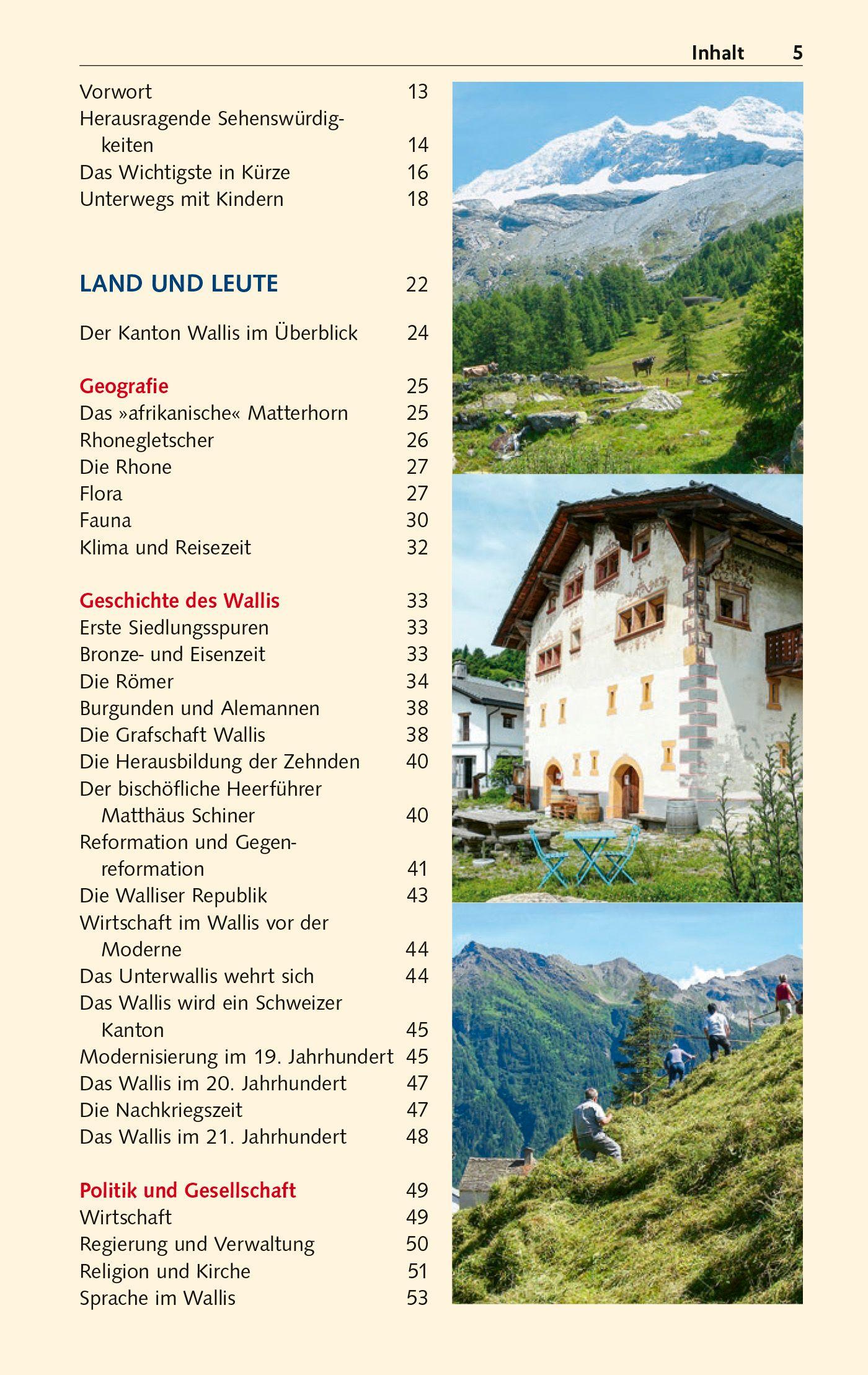 Beispielinhalt (Bild) TRESCHER Reiseführer Wallis