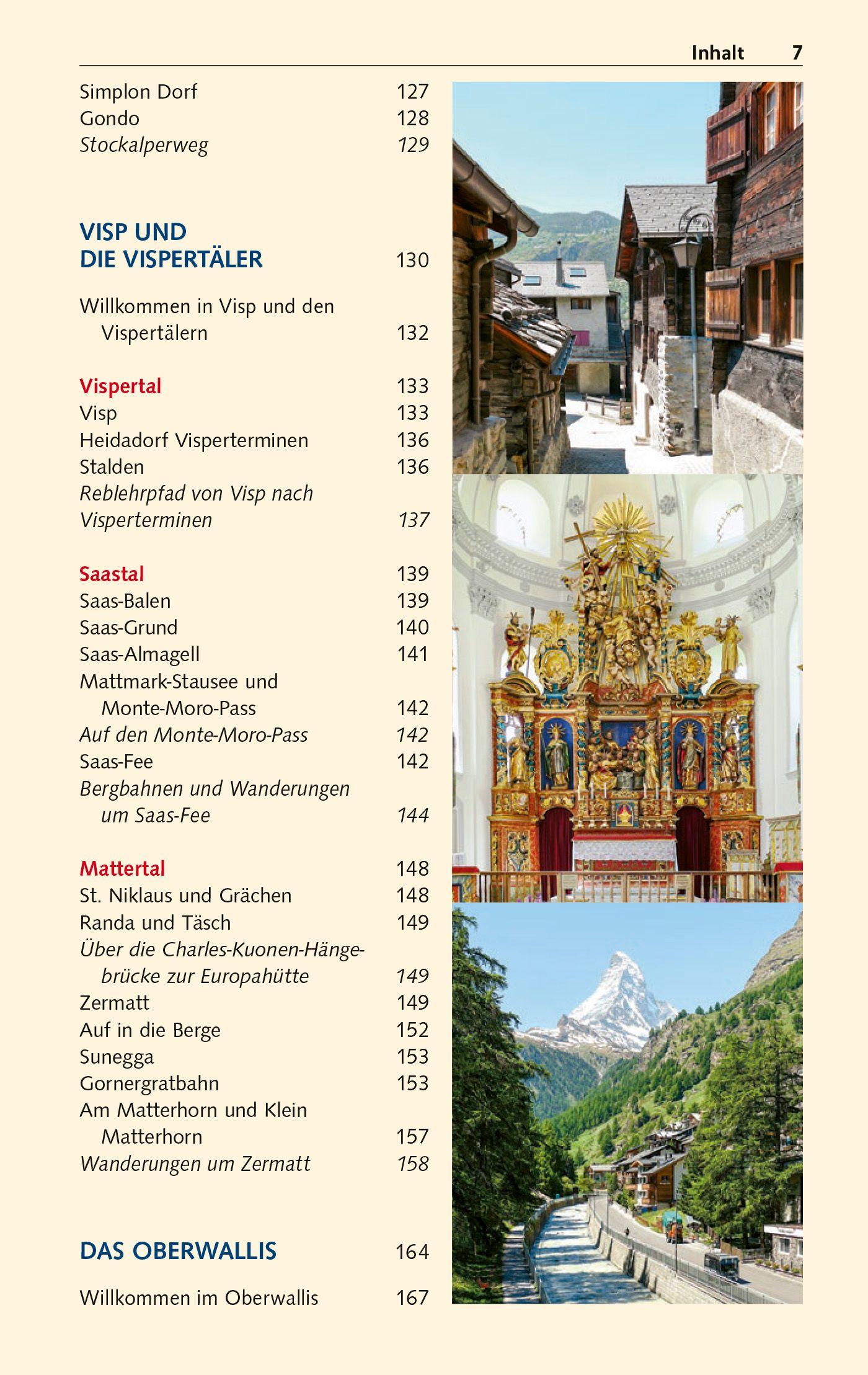 Beispielinhalt (Bild) TRESCHER Reiseführer Wallis