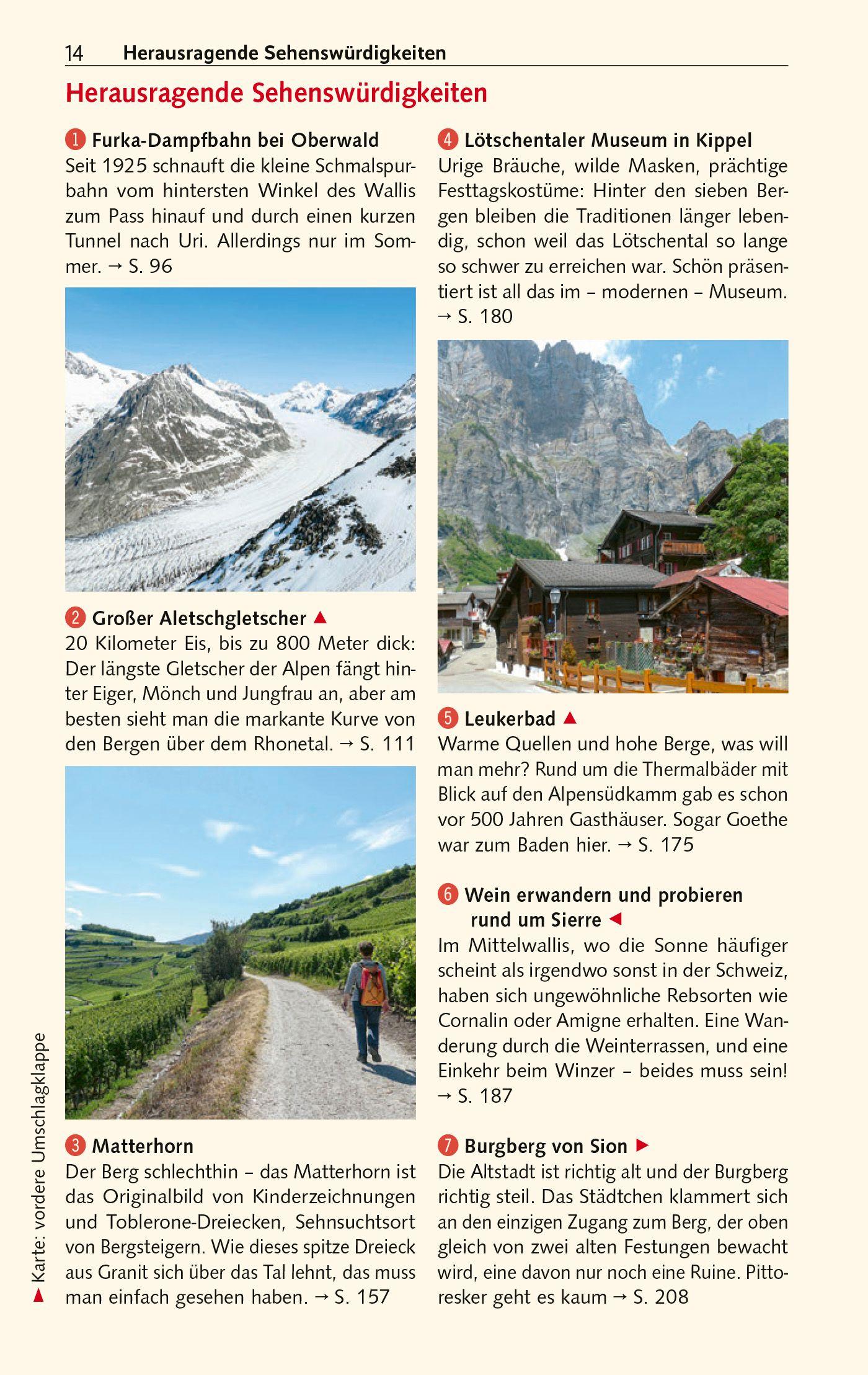 Beispielinhalt (Bild) TRESCHER Reiseführer Wallis