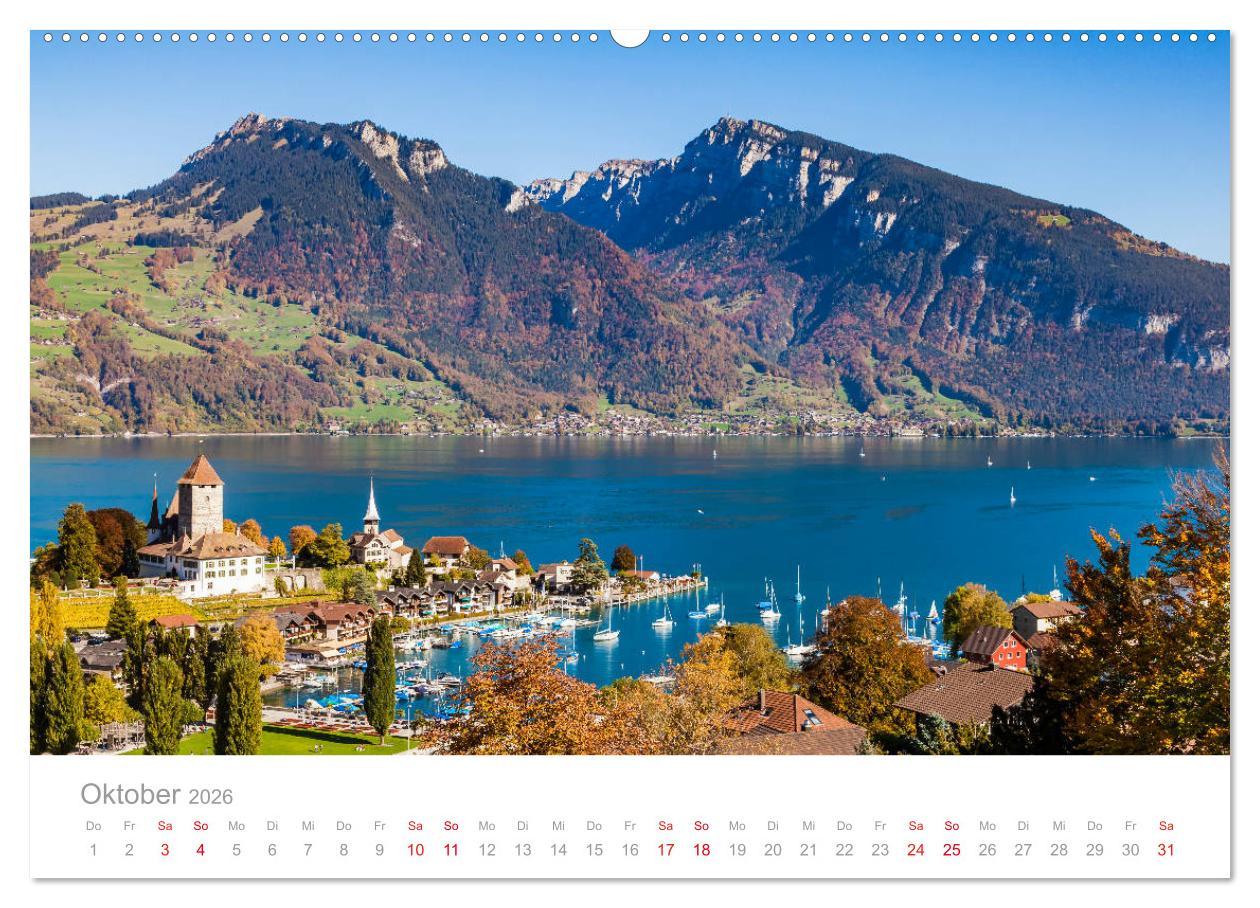Beispielinhalt (Bild) TRAUMZIELE DER SCHWEIZ Impressionen (hochwertiger Premium Wandkalender 2026 DIN A2 quer), Kunstdruck in Hochglanz