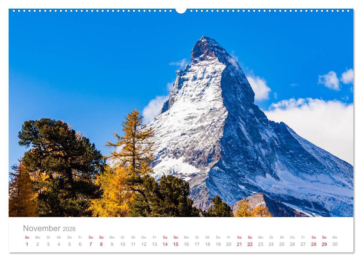 Beispielinhalt (Bild) TRAUMZIELE DER SCHWEIZ Impressionen (hochwertiger Premium Wandkalender 2026 DIN A2 quer), Kunstdruck in Hochglanz