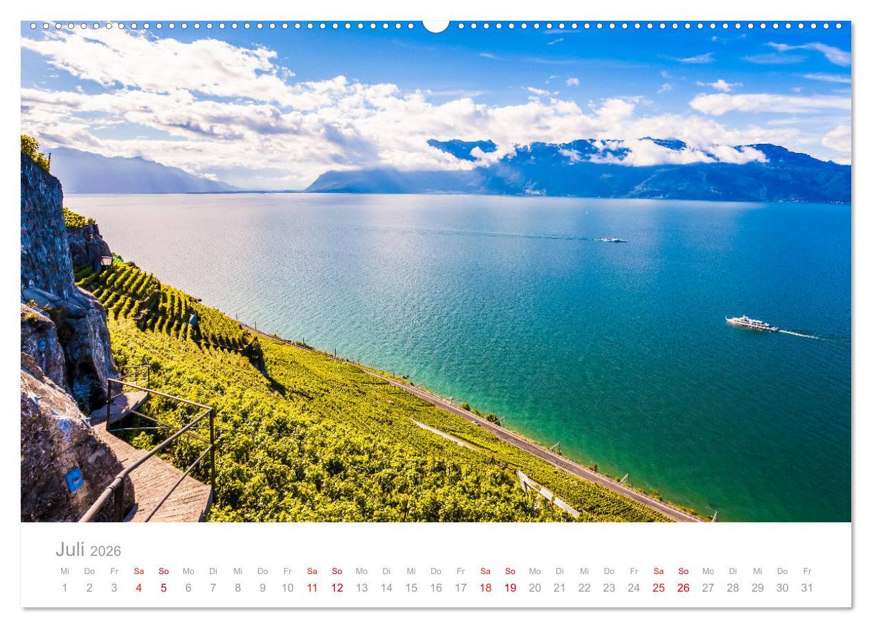 Beispielinhalt (Bild) TRAUMZIELE DER SCHWEIZ Impressionen (hochwertiger Premium Wandkalender 2026 DIN A2 quer), Kunstdruck in Hochglanz