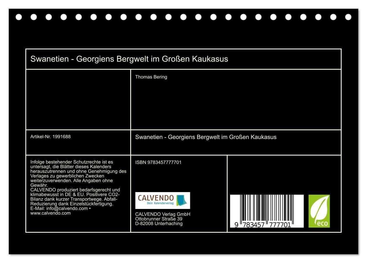 Beispielinhalt (Bild) Swanetien - Georgiens Bergwelt im Großen Kaukasus (Tischkalender 2026 DIN A5 quer), CALVENDO Monatskalender