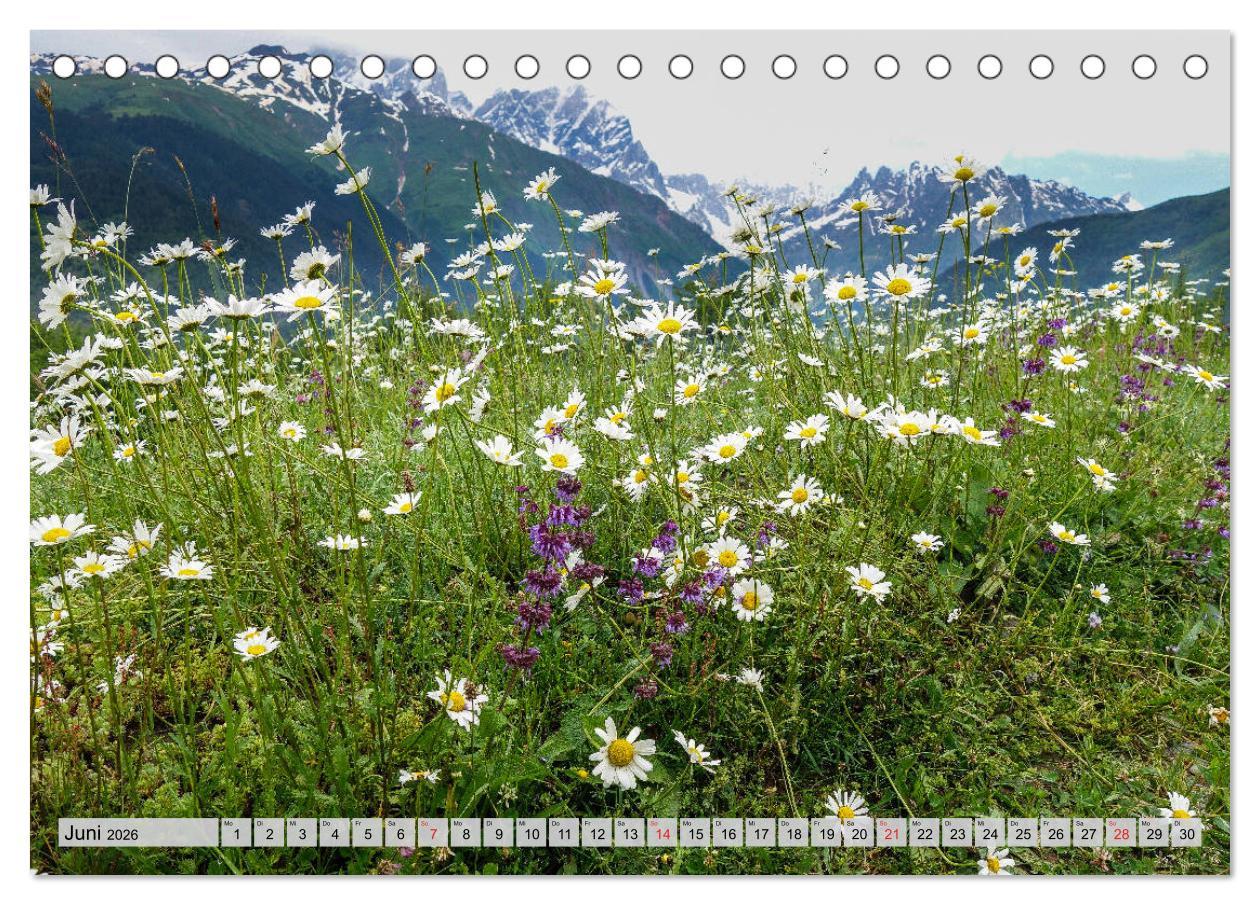 Beispielinhalt (Bild) Swanetien - Georgiens Bergwelt im Großen Kaukasus (Tischkalender 2026 DIN A5 quer), CALVENDO Monatskalender