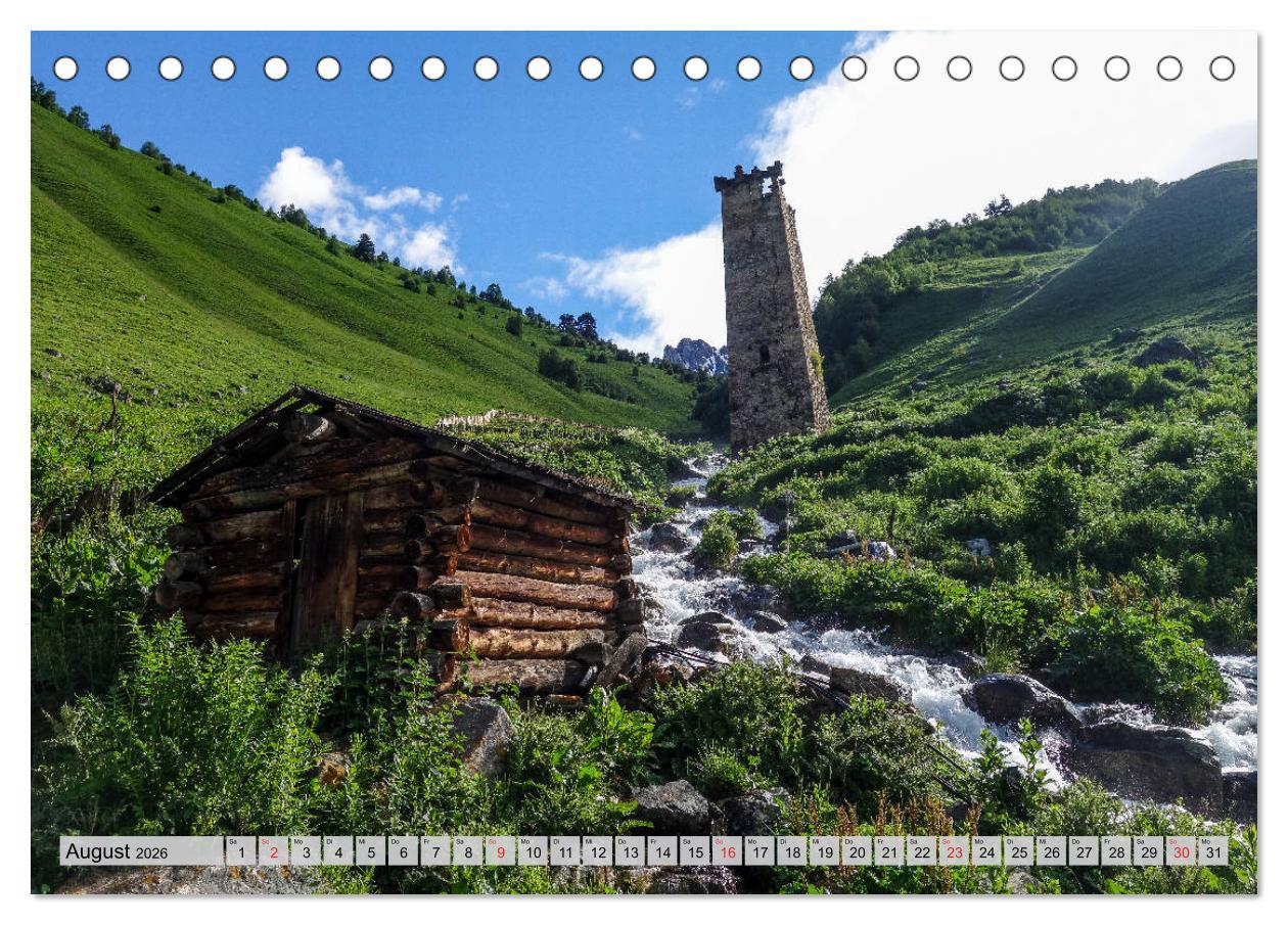 Beispielinhalt (Bild) Swanetien - Georgiens Bergwelt im Großen Kaukasus (Tischkalender 2026 DIN A5 quer), CALVENDO Monatskalender