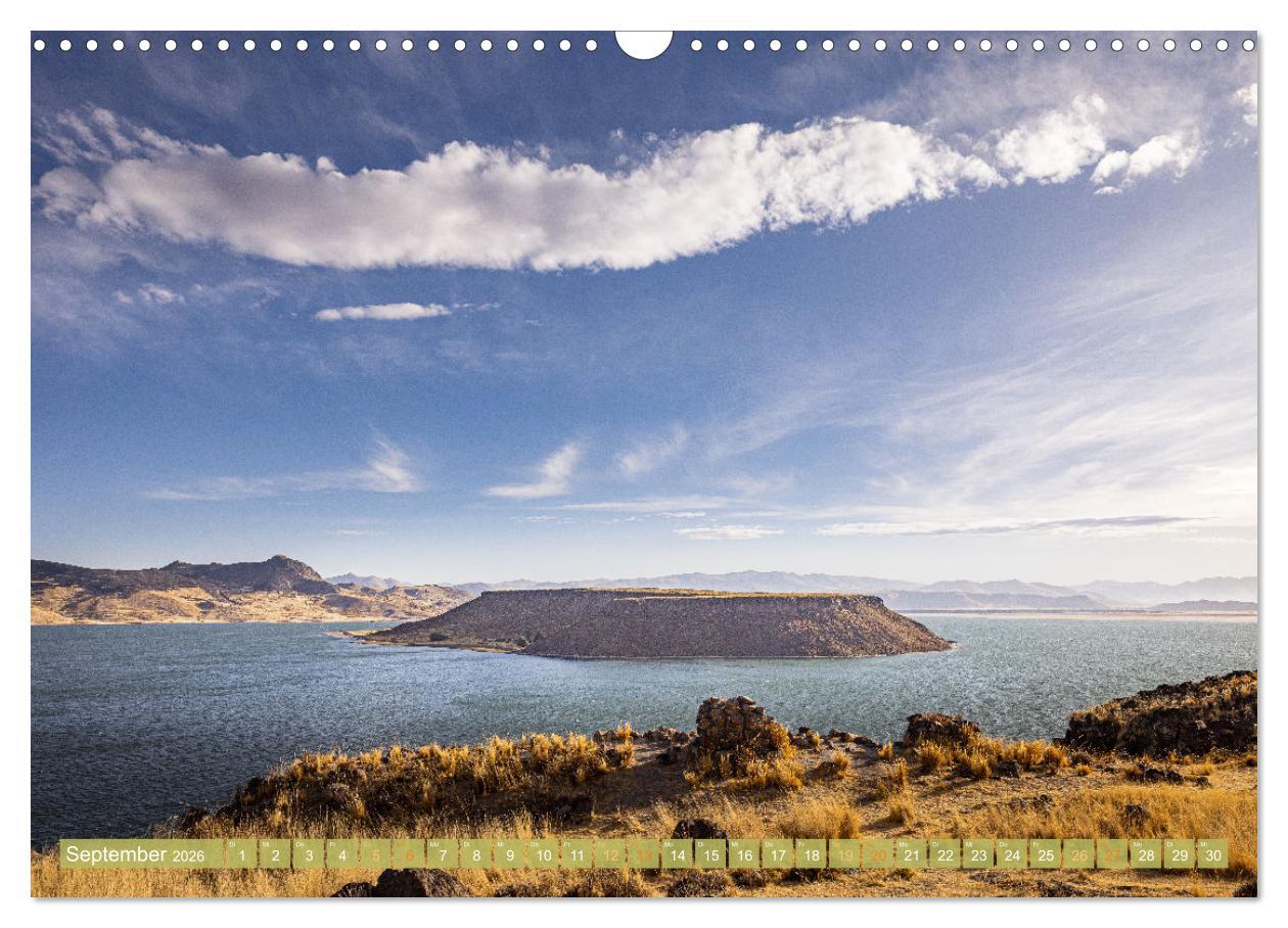 Beispielinhalt (Bild) Peru - Bunte Vielfalt von Machu Picchu bis zur Atacama Wüste (Wandkalender 2026 DIN A3 quer), CALVENDO Monatskalender
