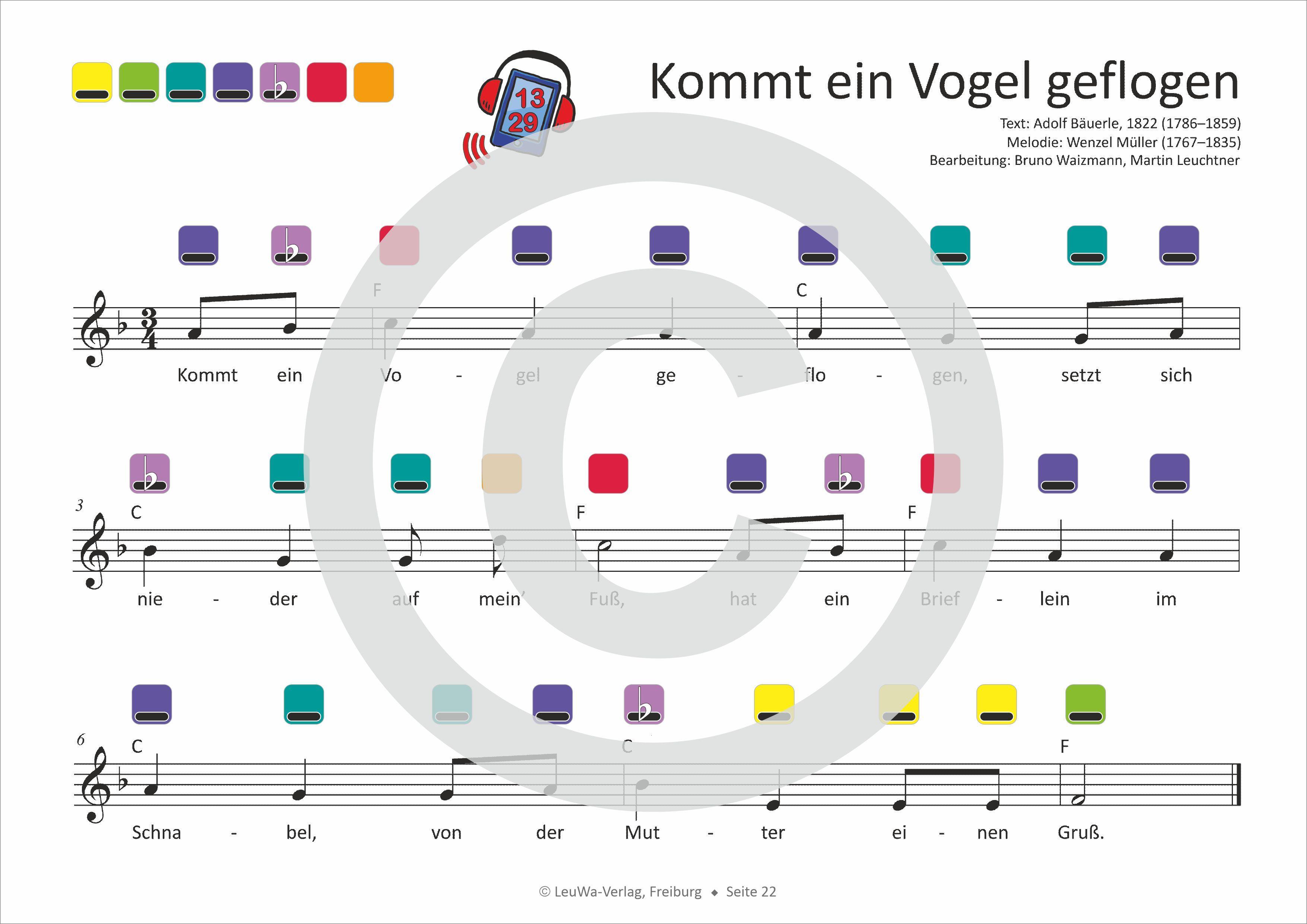 Beispielinhalt (Bild) Einfacher!-Geht-Nicht: 34 Kinderlieder BAND 1+2 für die RAINBOW Instrumente (+Play-Along-Streaming) | LeuWa