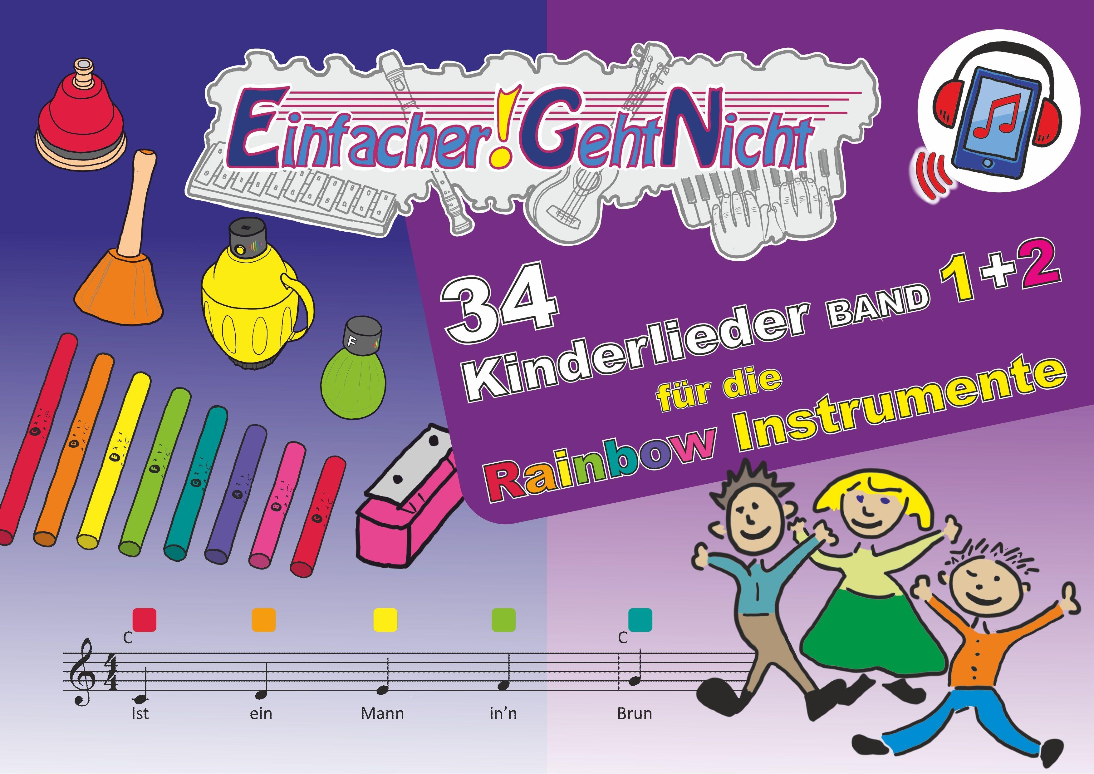 Vorderes Coverbild Einfacher!-Geht-Nicht: 34 Kinderlieder BAND 1+2 für die RAINBOW Instrumente (+Play-Along-Streaming) | LeuWa