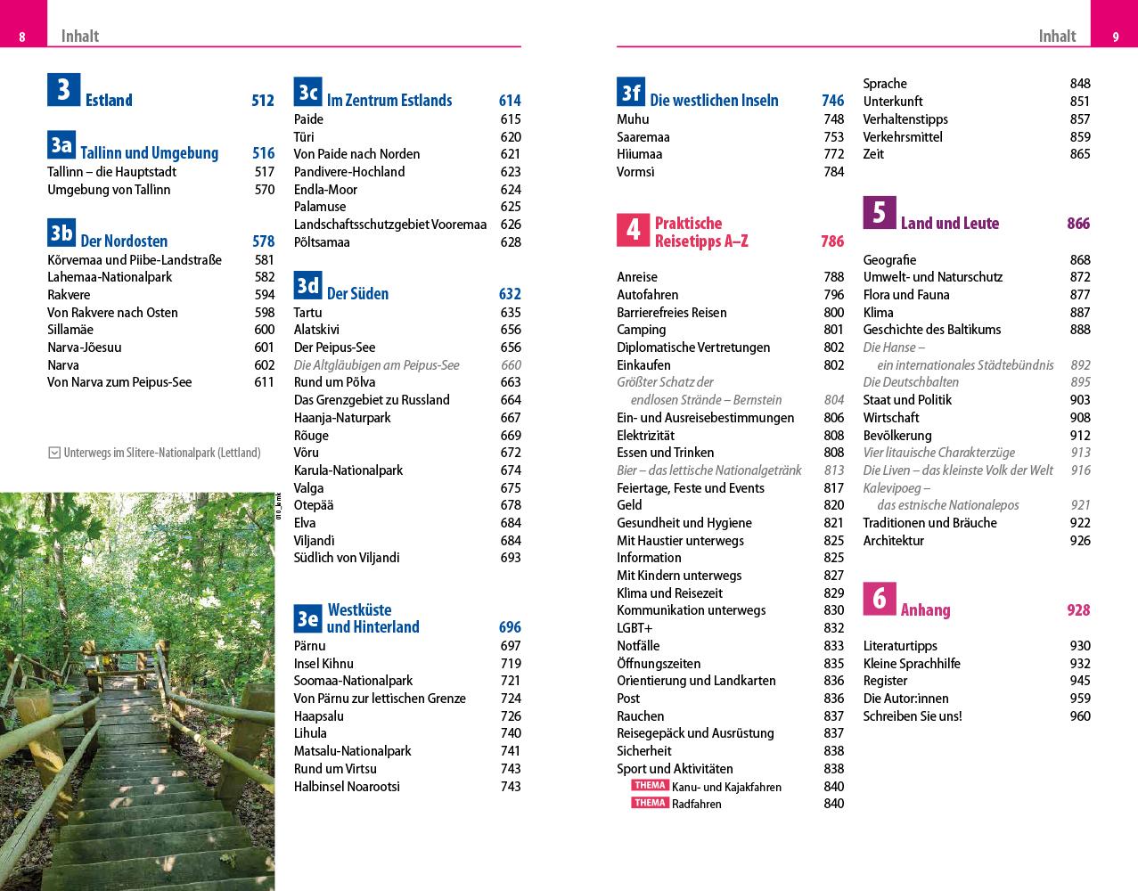 Beispielinhalt (Bild) Reise Know-How Reiseführer Baltikum: Estland, Lettland, Litauen