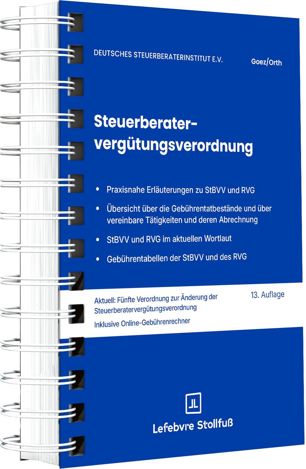Vorderes Coverbild Steuerberatervergütungsverordnung