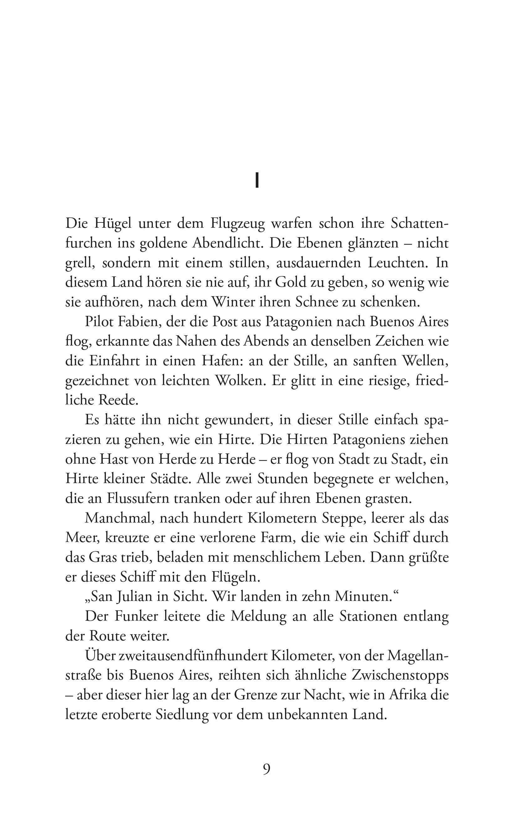 Beispielinhalt (Bild) Nachtflug. Roman. Antoine de Saint-Exupéry