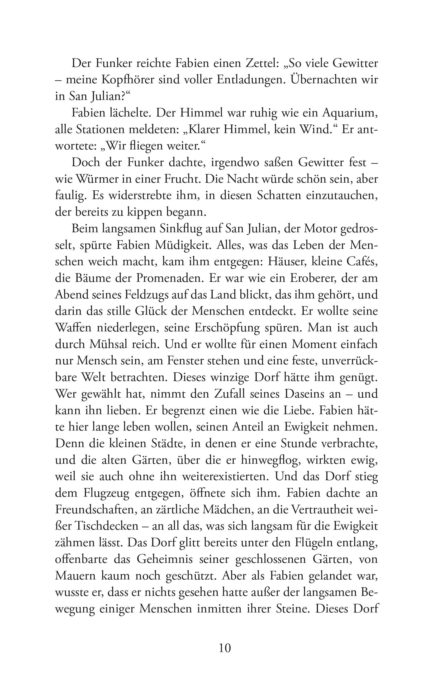 Beispielinhalt (Bild) Nachtflug. Roman. Antoine de Saint-Exupéry