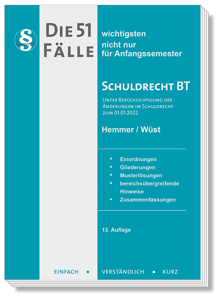 Vorderes Coverbild Die 51 wichtigsten Fälle Schuldrecht BT