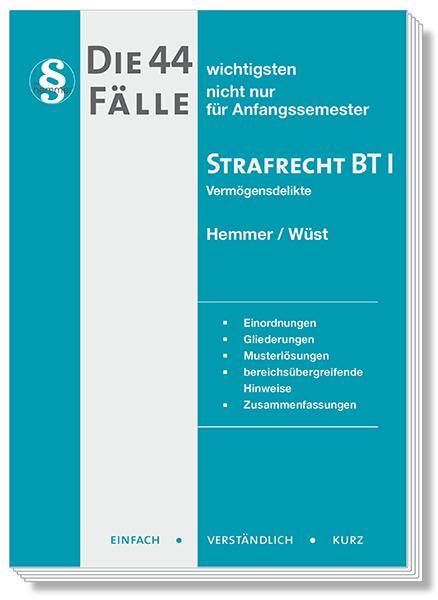 Vorderes Coverbild Die 44 wichtigsten Fälle Strafrecht BT I
