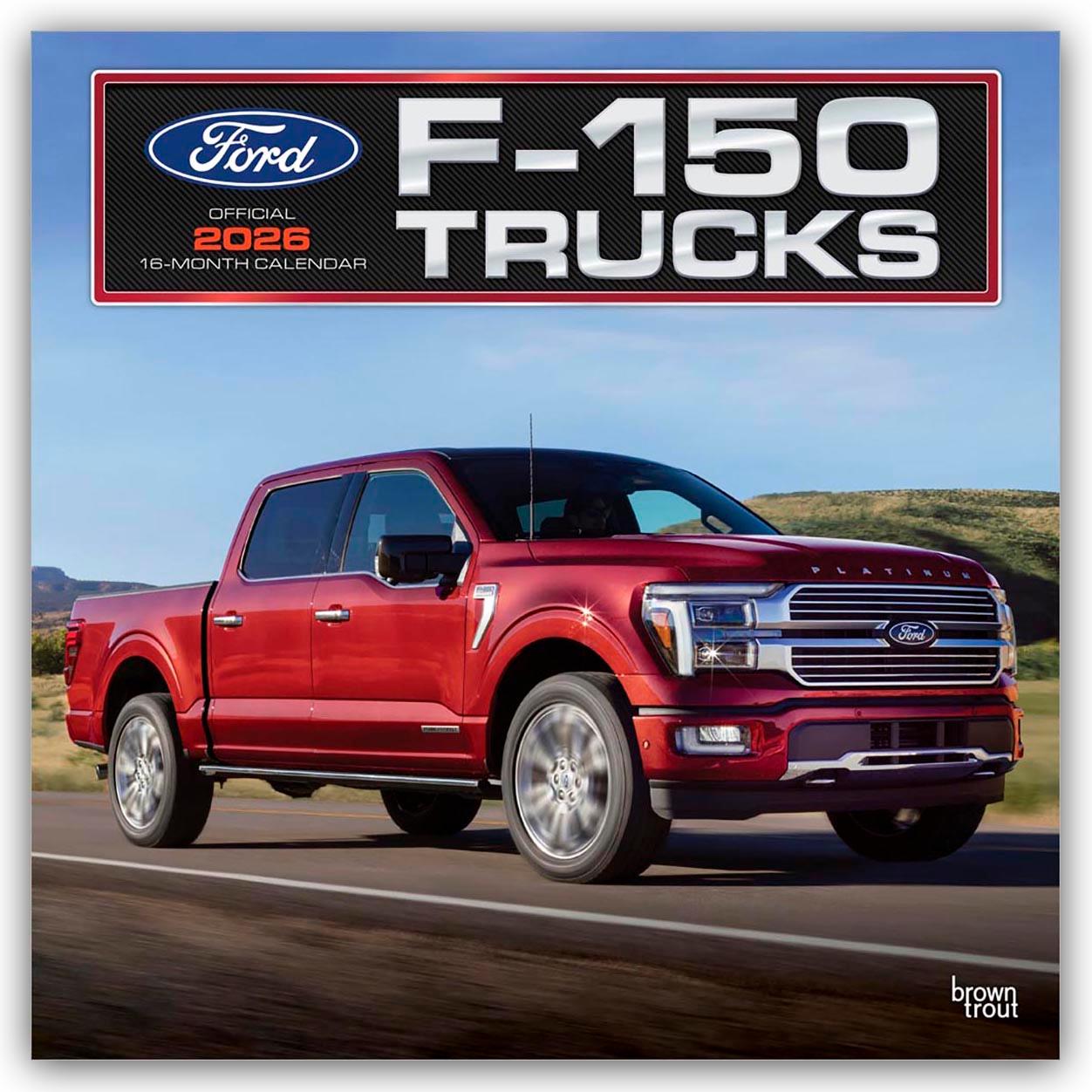Vorderes Coverbild Ford F150 Trucks Official 2026 12 X 24 Inch (Hanging) Monthly Square Wall Calendar Plastic-Free